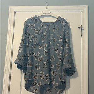 Torrid Blue Floral Blouse